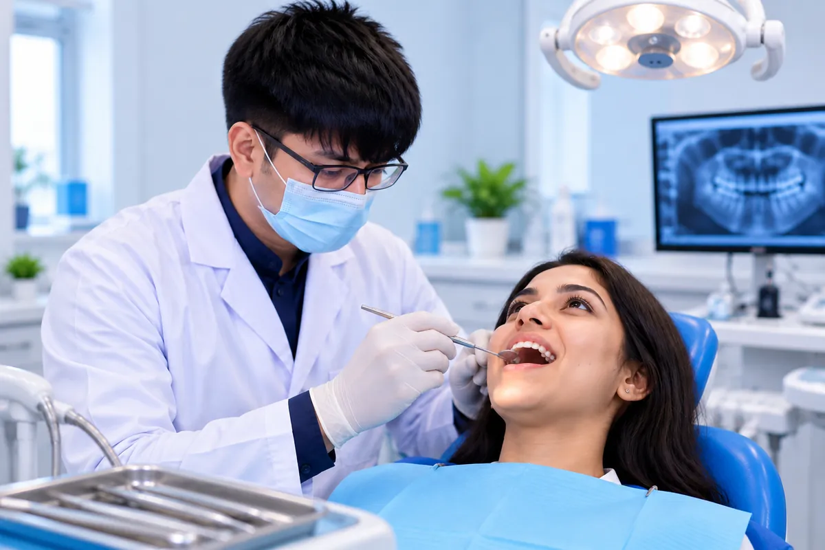 Dr. Soumyadeep Dutta providing gentle dental care to a patient